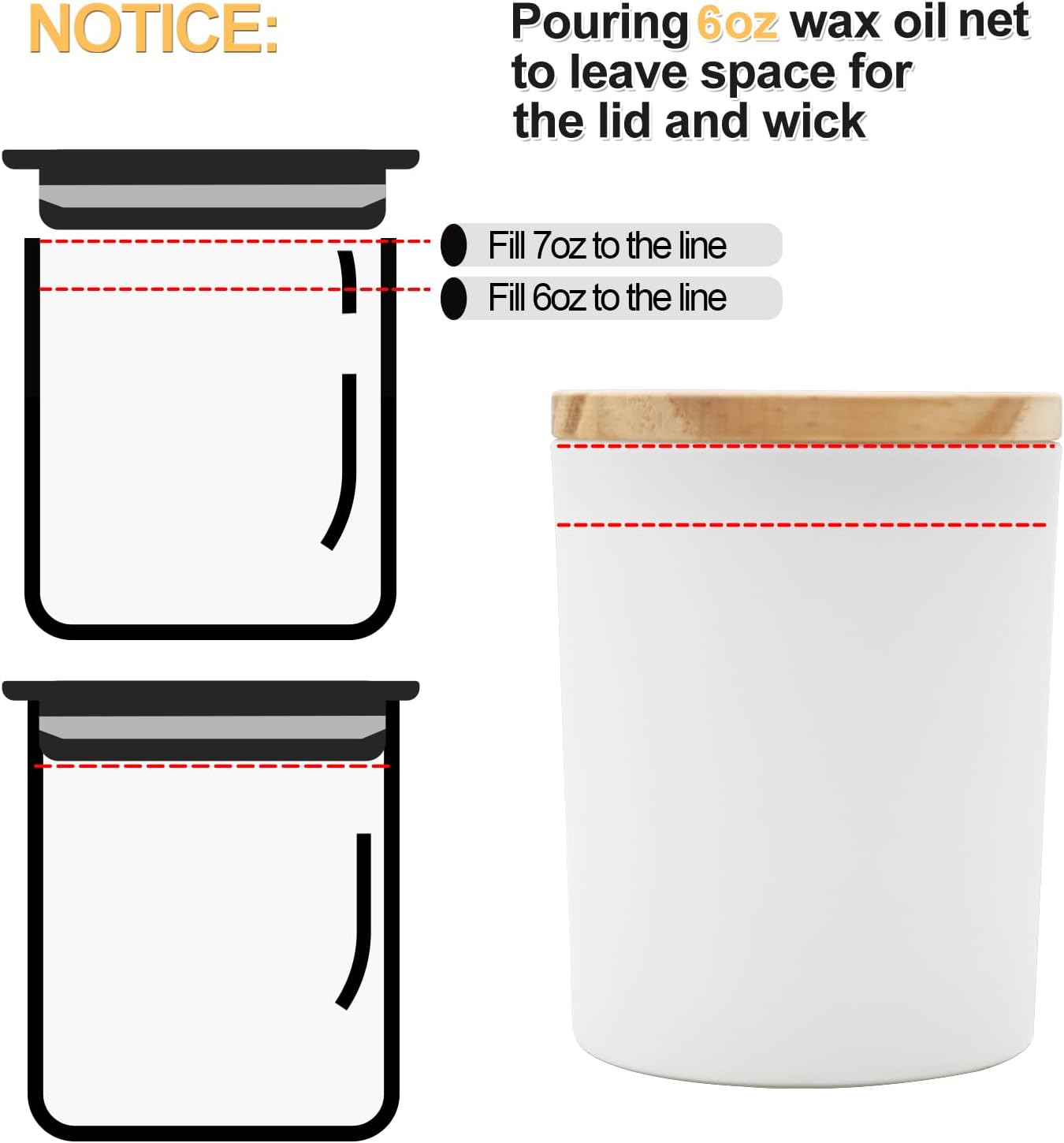 Thick Candle Jars 16 Pcs 7 Oz Matte White with Wood Lids