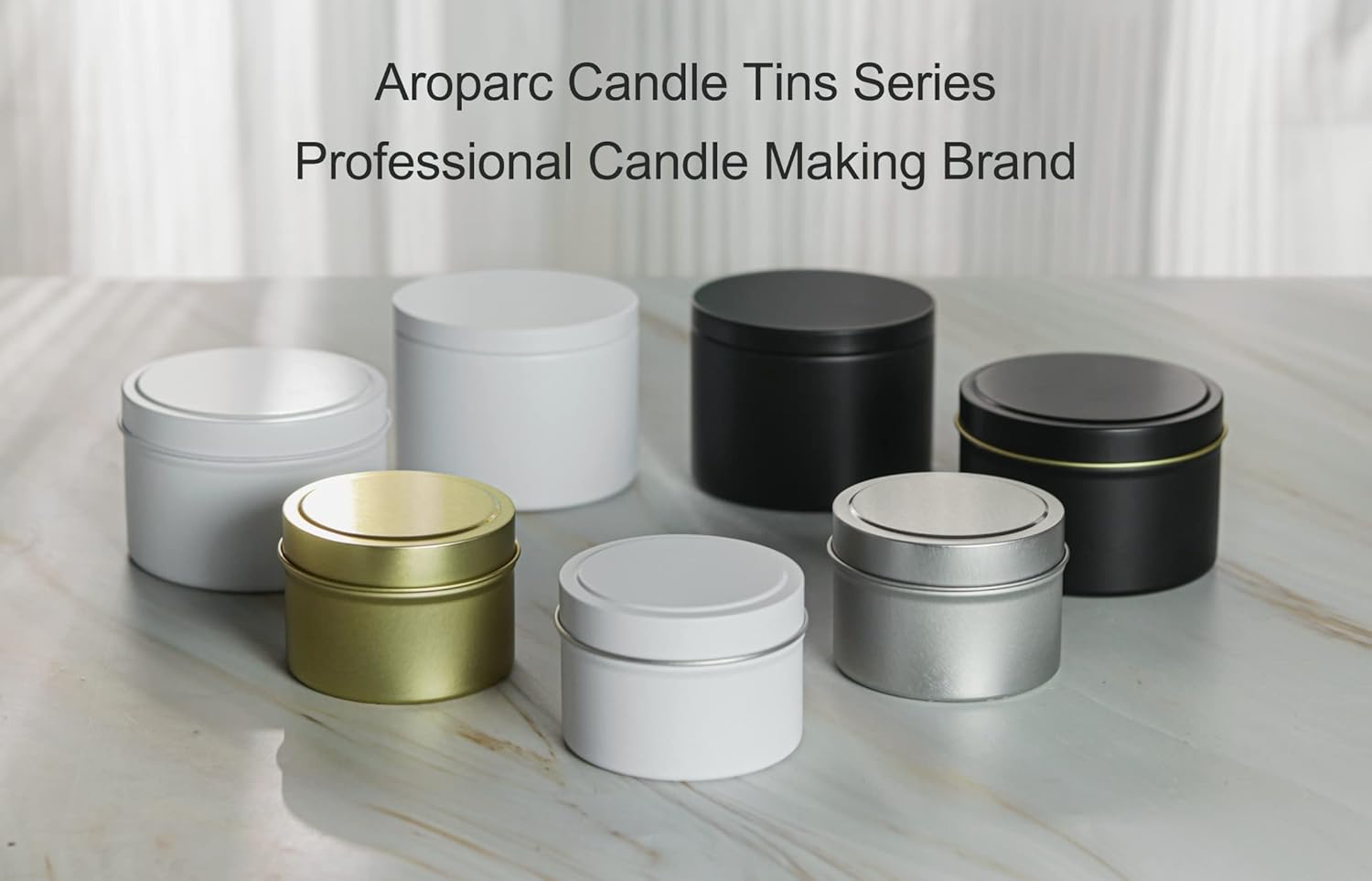 Aroparc 8oz Black Candle Tins 24 Pack with Lids