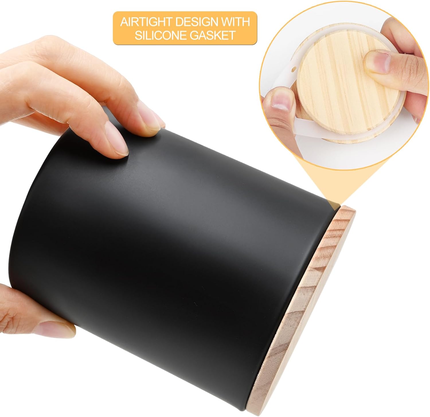 14 Oz Thick Matte Black Candle Jars 12 Pcs with Wood Lids