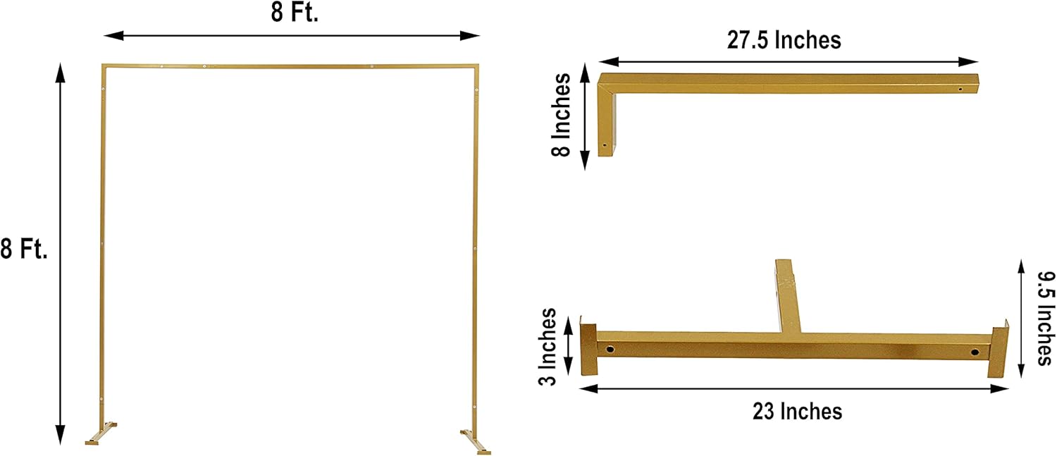 BalsaCircle 8 Foot Gold Metal Square Backdrop Stand Arch