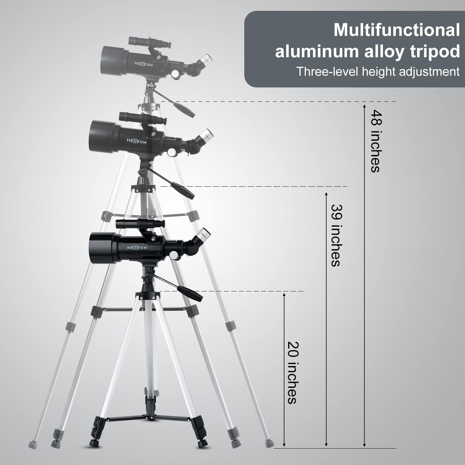 HEXEUM 70mm Aperture Refracting Telescope with AZ Mount and Wireless Remote
