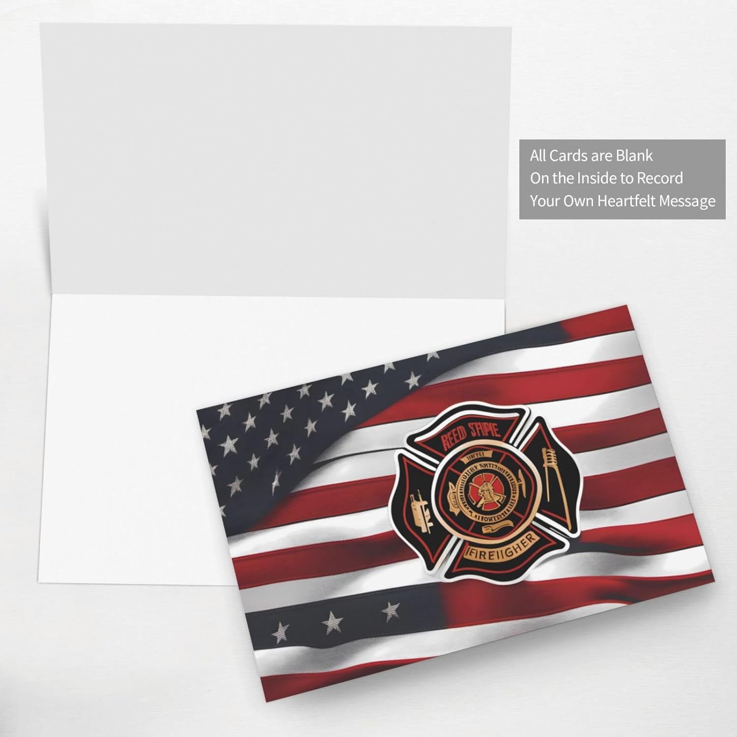 Pink Red Stripe Firefighter USA Flag Greeting Card 4x6