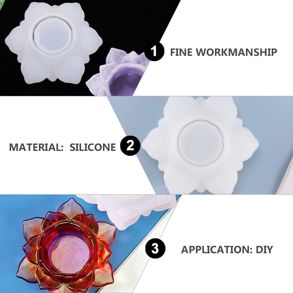 Uonlytech 2pcs Silicone Lotus Candle Holder Molds