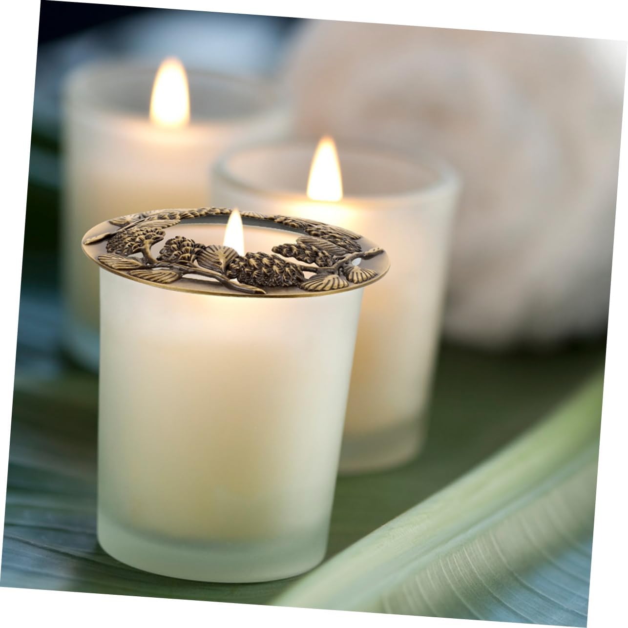 2Pcs Metal Candle Covers Hollow Antique Design for Jar Candles