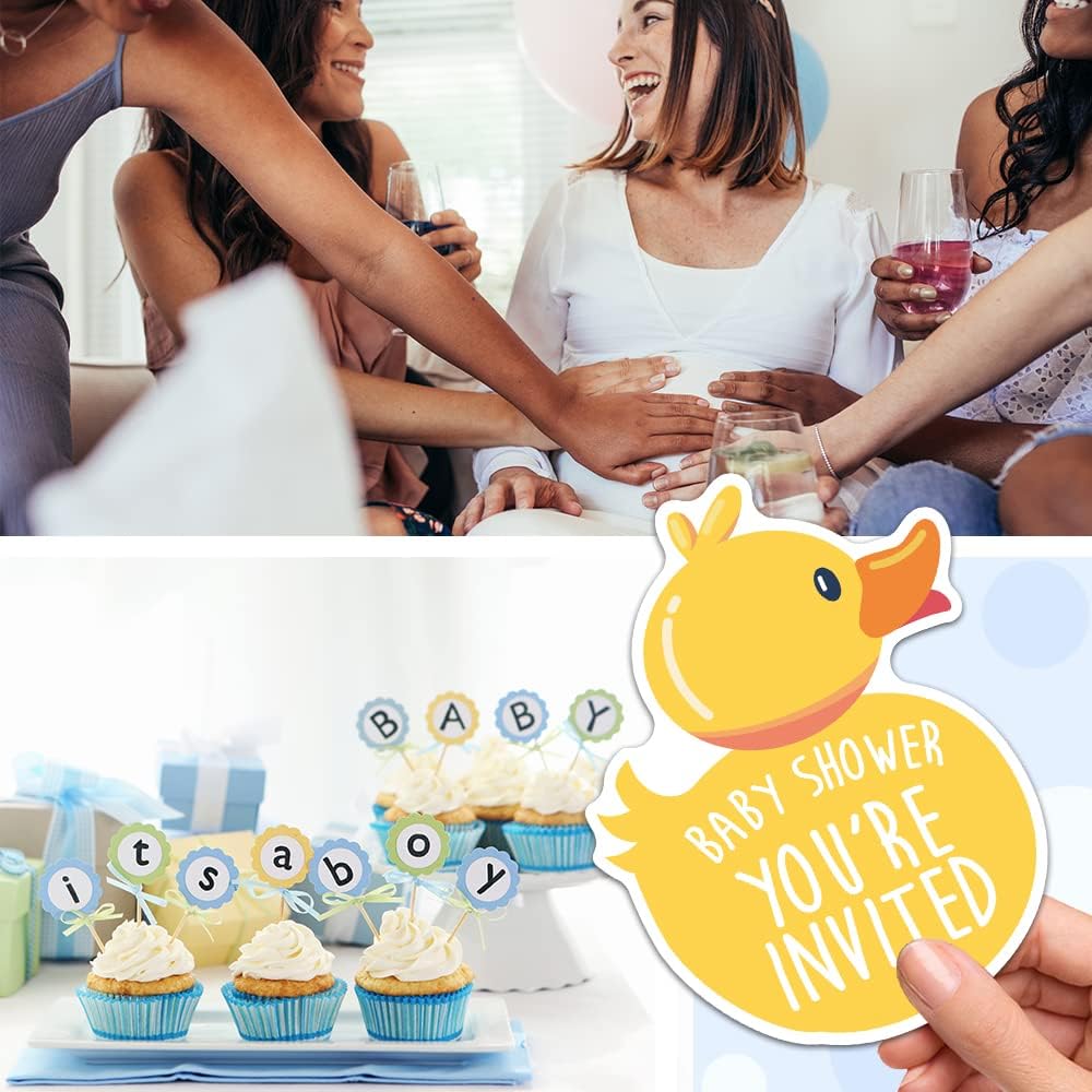 RZHV 15 Pack Yellow Ducky Party Invitations With Envelopes