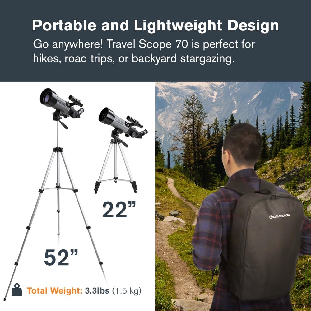 Celestron Travel Scope 70DX Telescope for Beginners and Travel