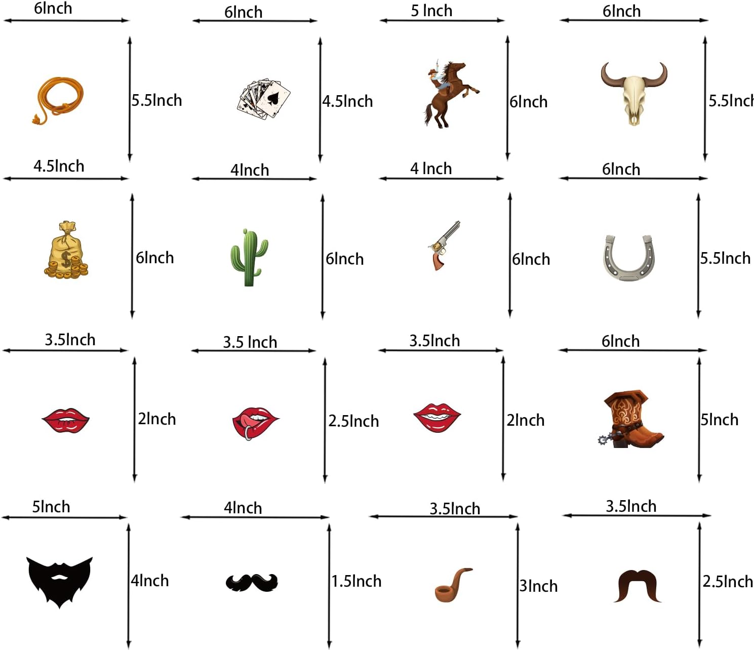 36Pcs Wild West Photo Booth Props for Party Decorations