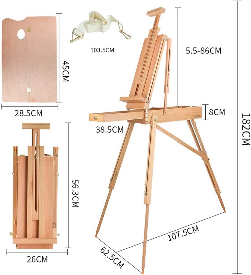Beech Wood Canvas Display Stand with Foldable Drawer
