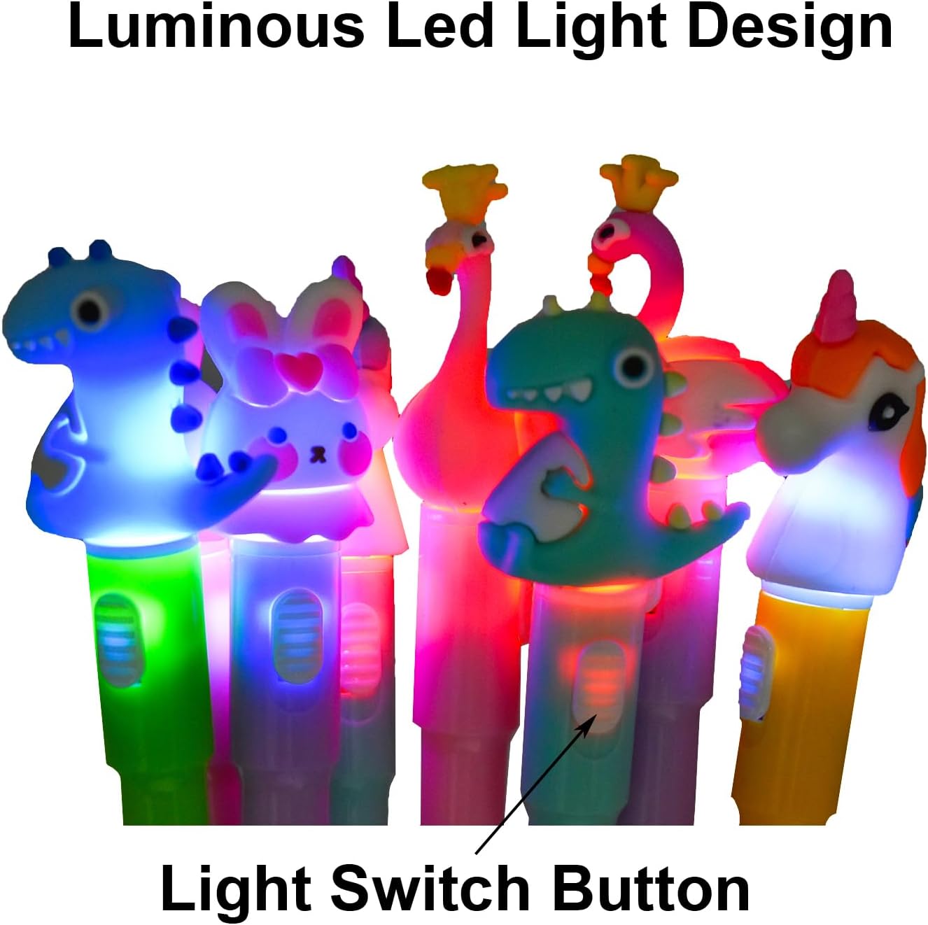Maydahui 8 Pcs Luminous Animal LED Light Pens