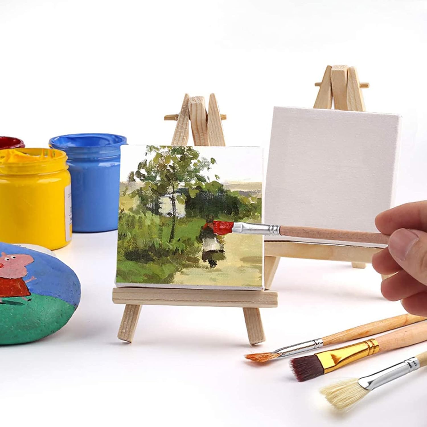 Tosnail 24-Pack Mini Canvas and Easel Set