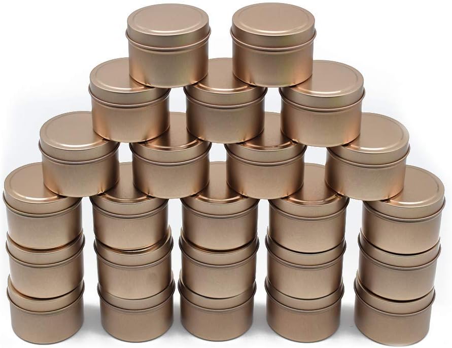 TJH 24 Piece Candle Tin Set with Lids Frosted Gold