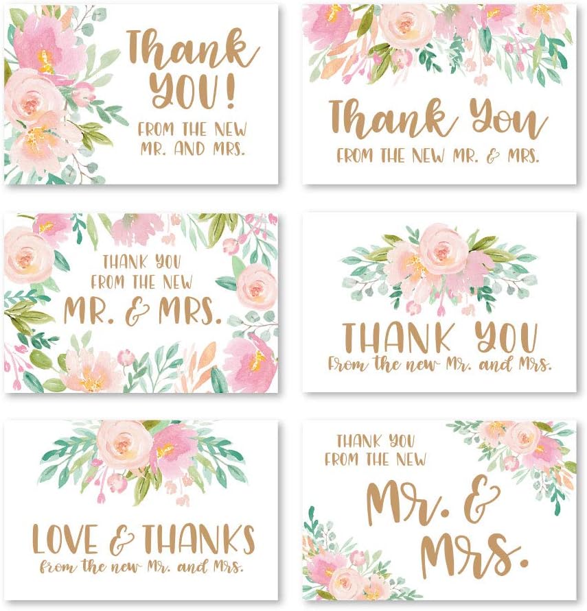 Hadley Designs 24 Pink Floral Wedding Thank You Cards