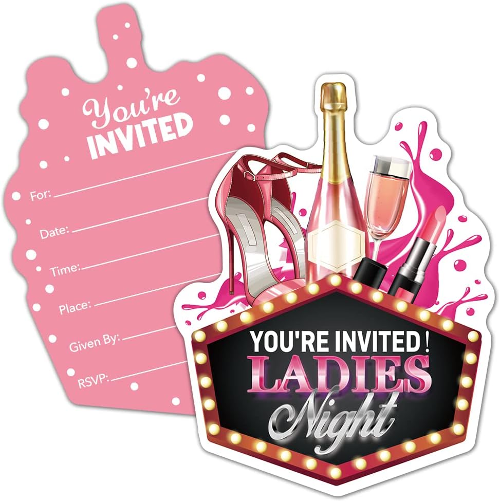 RZHV 15 Pack Pink High Heels Party Invitation Cards with Envelopes