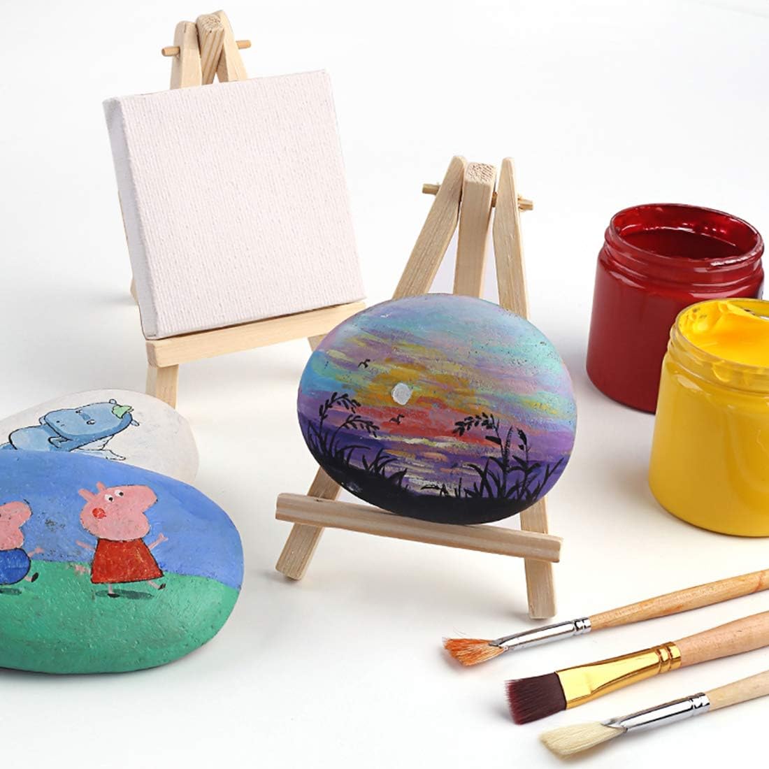 Tosnail 12 Pack Mini Canvas and Easel Set