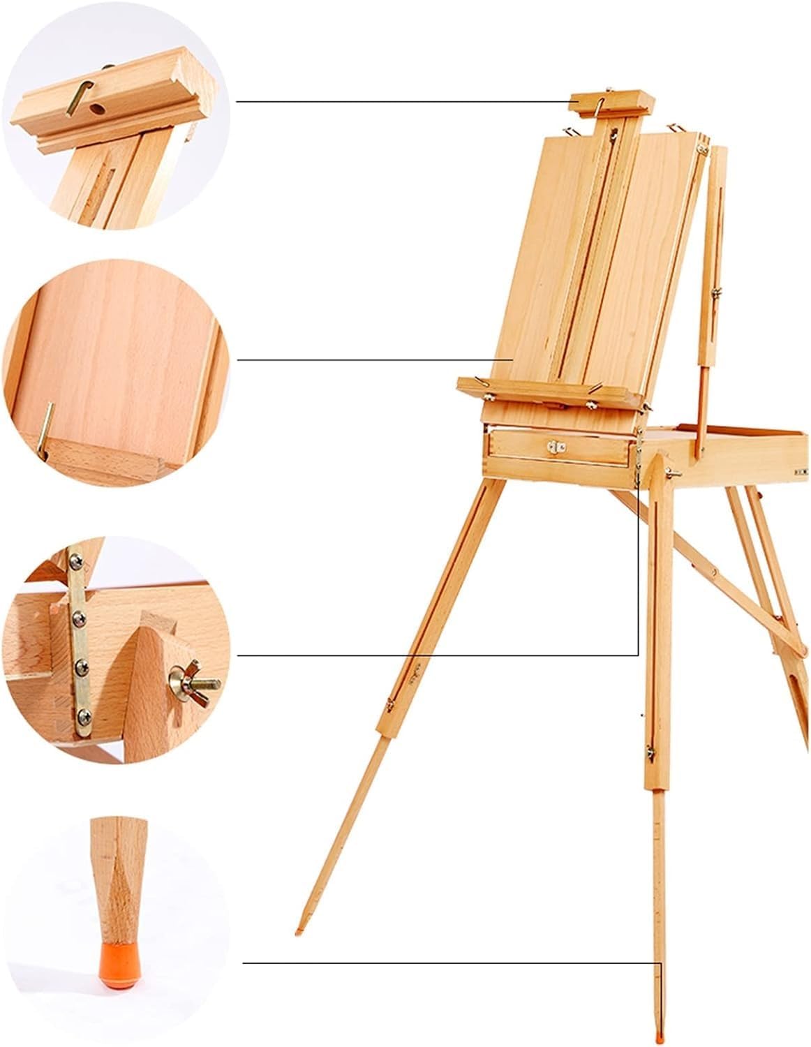 190cm Tall Wooden Easel Stand with Storage Drawer