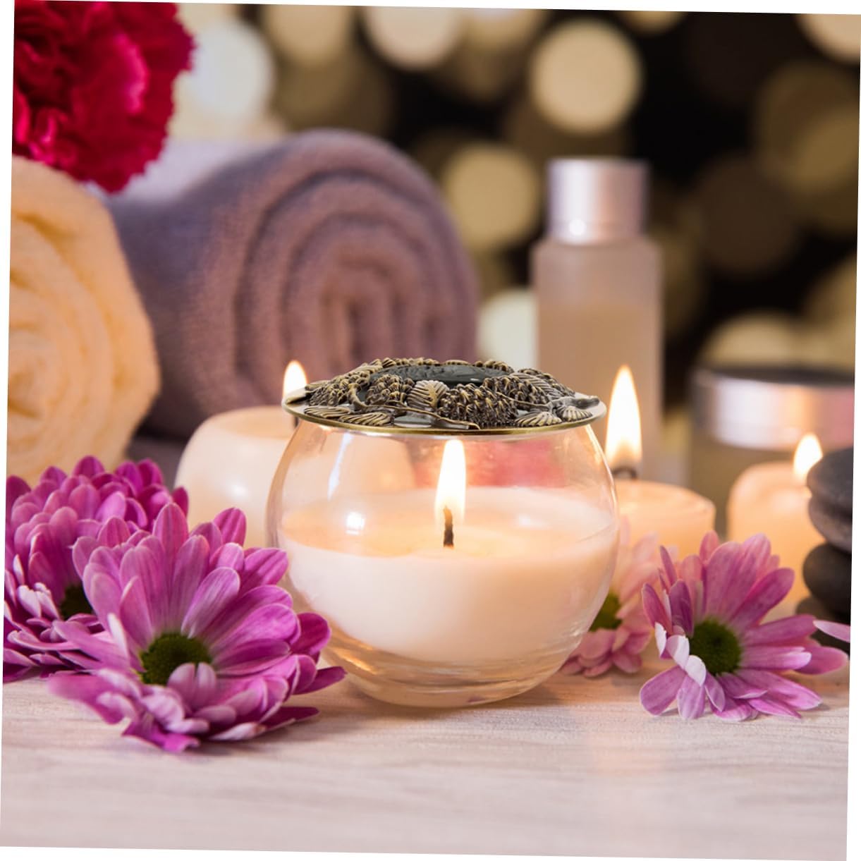 2Pcs Metal Candle Covers Hollow Antique Design for Jar Candles