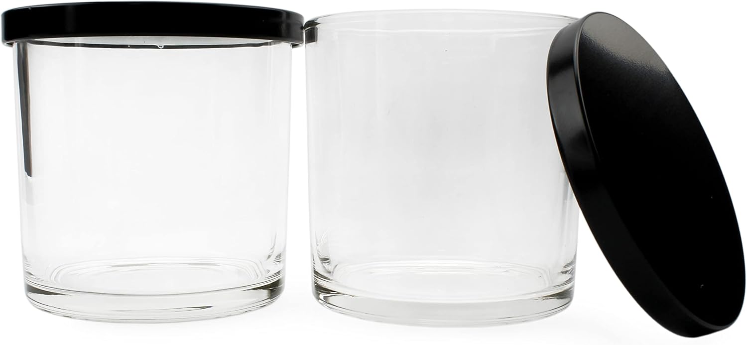 Darware 16oz Clear Glass Candle Jars with Metal Lids 4-Pack