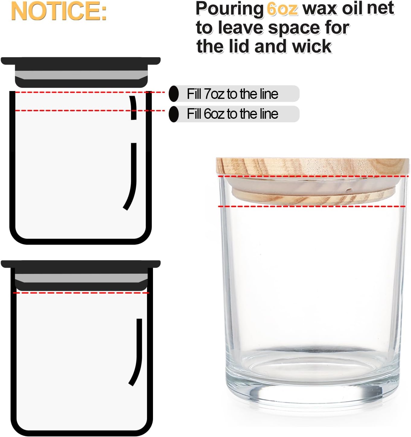 Showin Thick Candle Jars 16 Pcs 7 Oz Clear Glass with Wood Lids