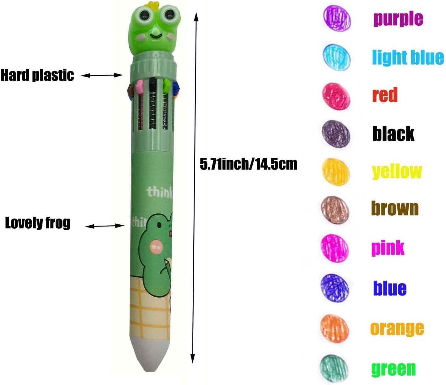 Cute Frog Multicolor Ballpoint Pens 5 Pack