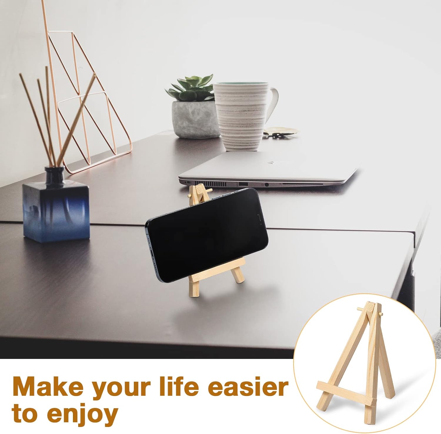 Yalikop 40 Pack 5 Inch Mini Wood Easel Stand