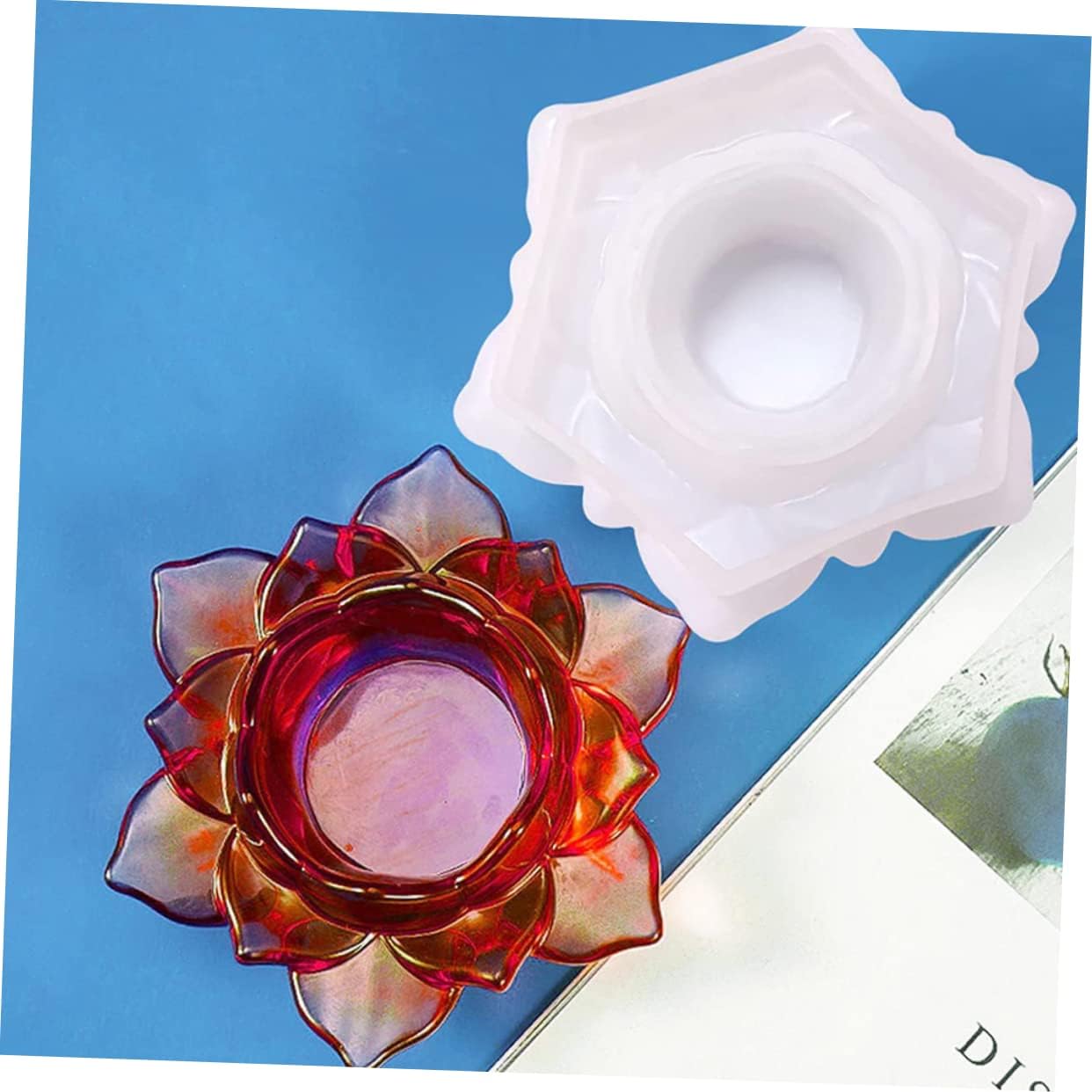 2pcs Lotus Shape Silicone Candle Making Molds for DIY Crafts