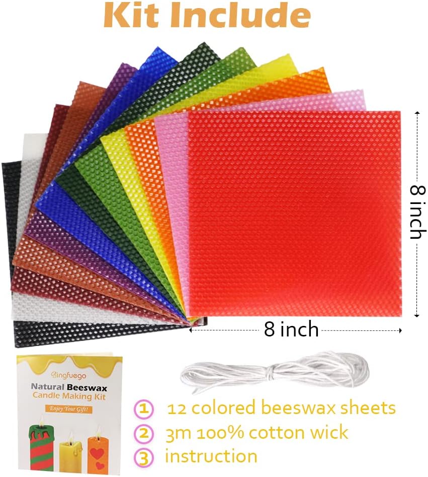 Bingfuego Beeswax Candle Making Kit for Kids 12 Sheets