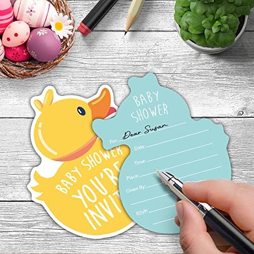 RZHV 15 Pack Yellow Ducky Party Invitations With Envelopes