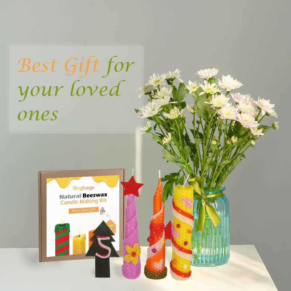 Bingfuego Beeswax Candle Making Kit for Kids 12 Sheets