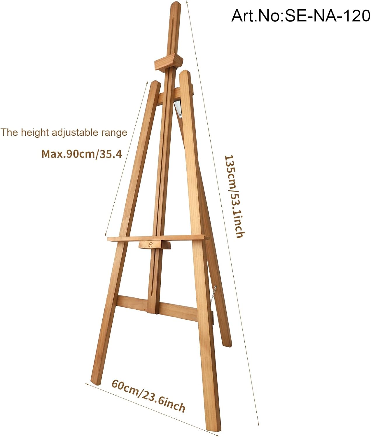 Vaste Large Adjustable Wooden Easel for Art and Sketch