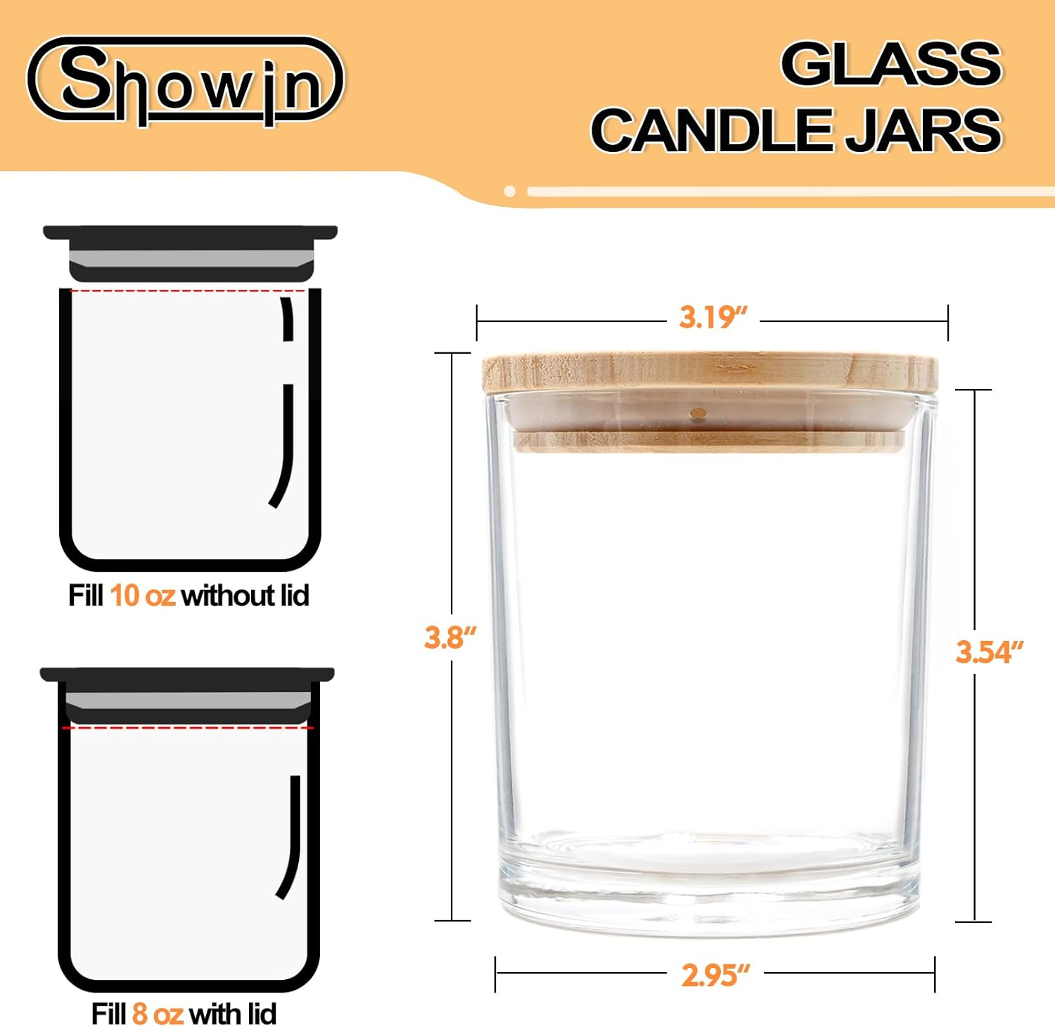 10 Oz Thick Candle Jars 15 Pcs Clear With Wood Lids