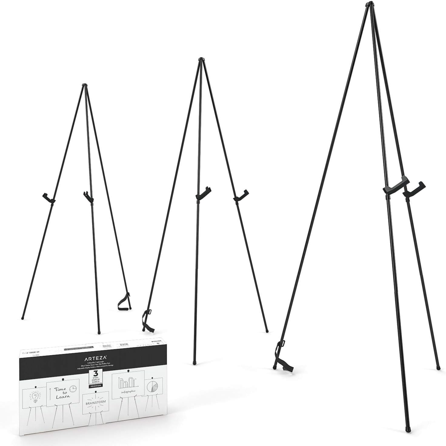 ARTEZA Display Stand Pack of 3 63 Inch Black Portable Easels