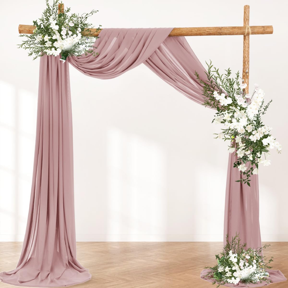 LINXTAR Wedding Arch Draping Fabric 30 x 6Y Dusty Rose Sheer Chiffon