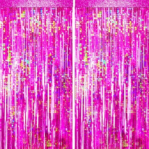 4-Pack Hot Pink Foil Fringe Backdrop