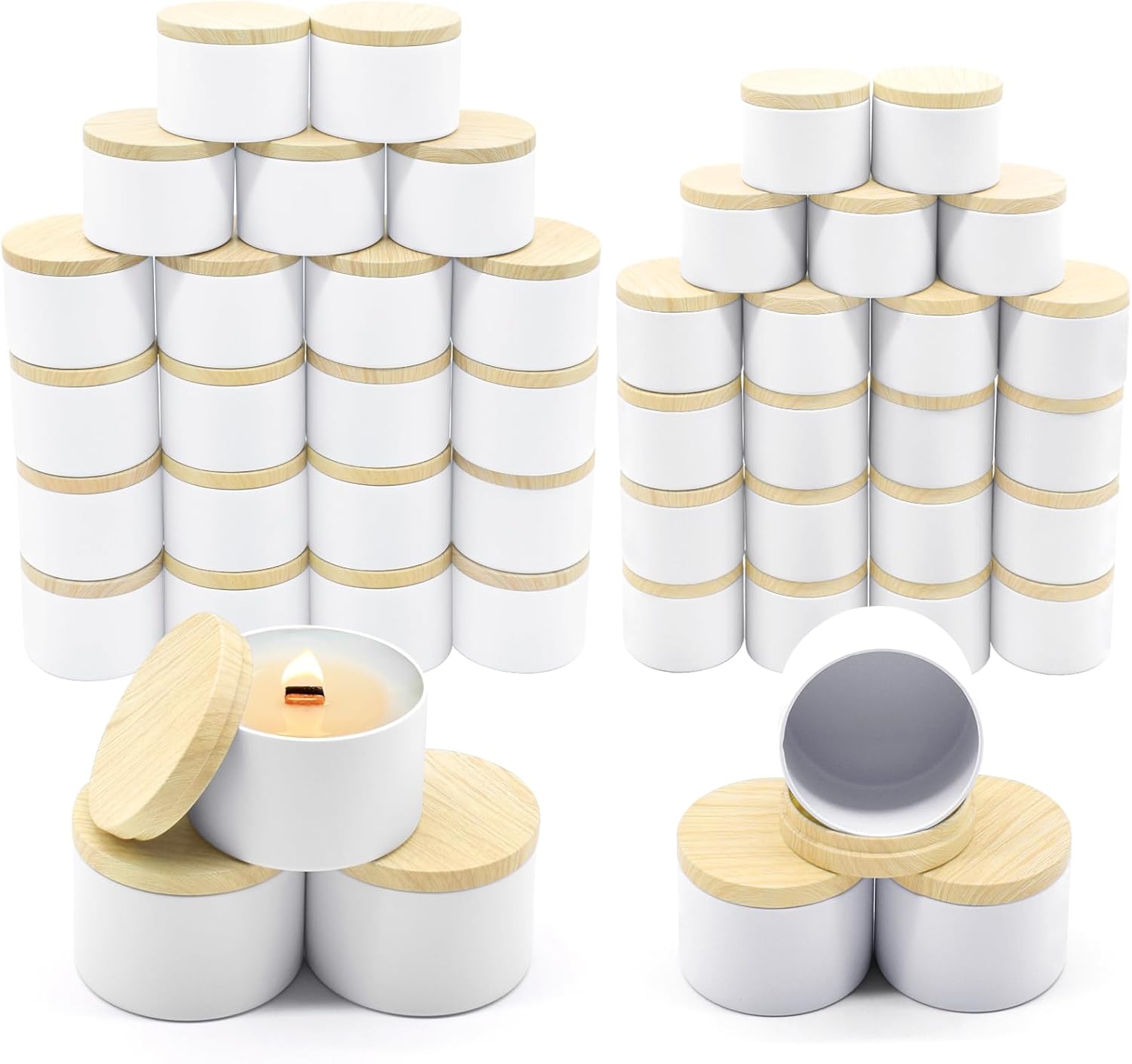 YJHSS 48-Pack Candle Jars with Metal Lids