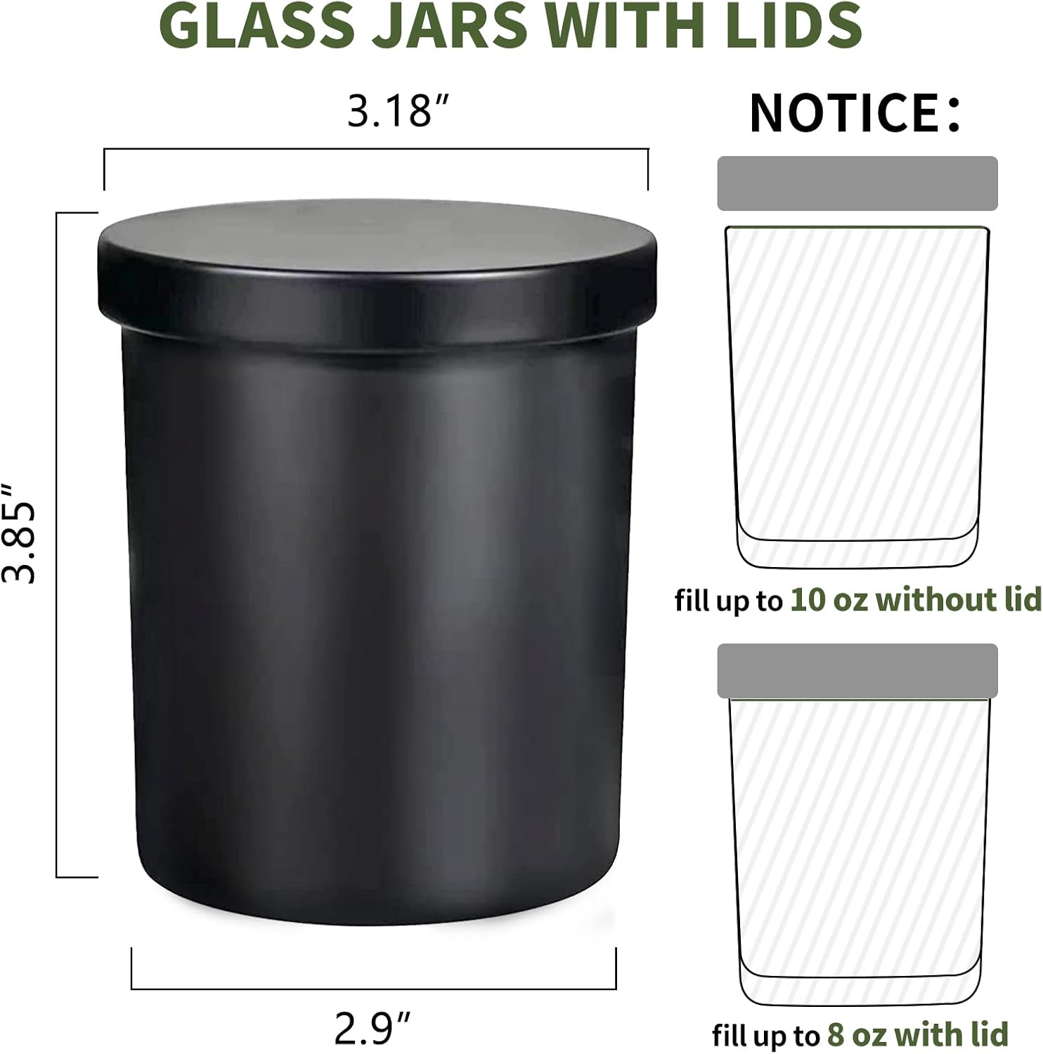 SUPMIND 12 Pack Matte Black Glass Candle Jars with Lids and Labels