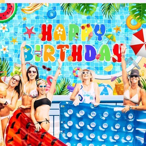 AIBIIN Pool Birthday Backdrop 708 x 433 Inch