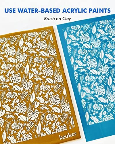 Keoker Reusable Polymer Clay Silkscreen Stencils 3PCS