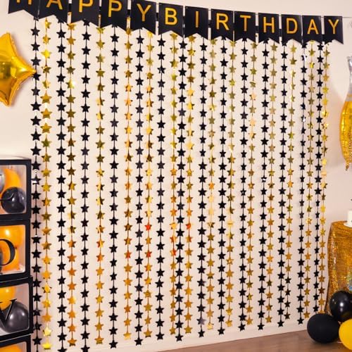 Black and Gold Star Birthday Decorations 2 Pack