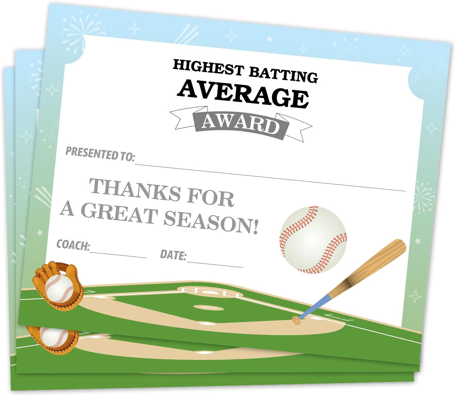 Baseball Award Certificates for Students Teachers Teams Employees