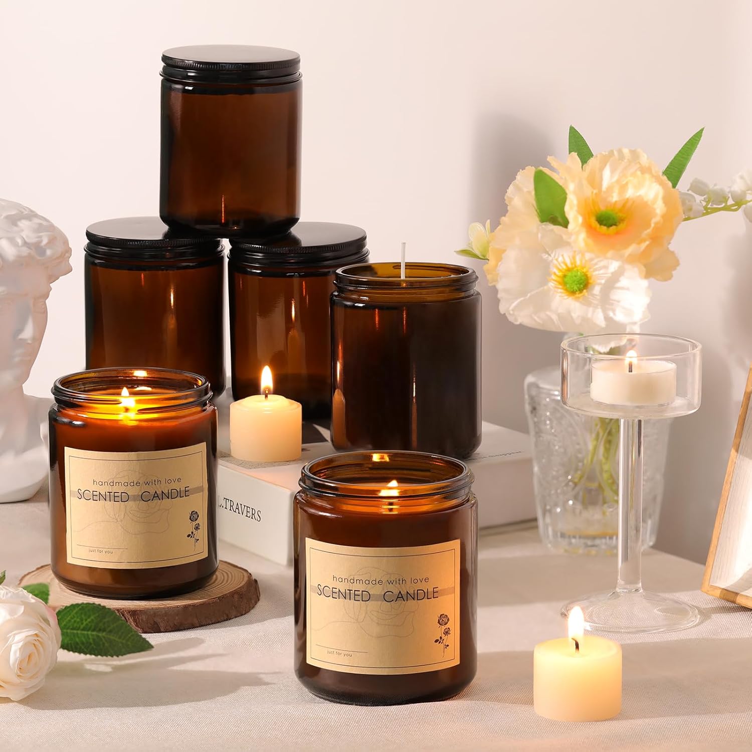HAVITI 12-Piece Candle Jar Kit with Lids and Wicks
