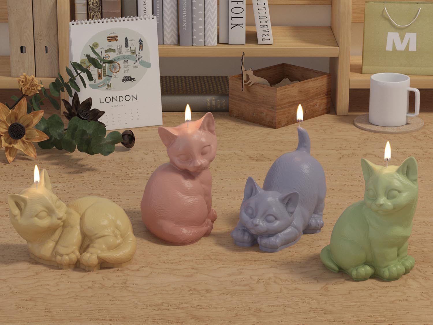5 Cute Cat Silicone Molds for Candle Soap DIY