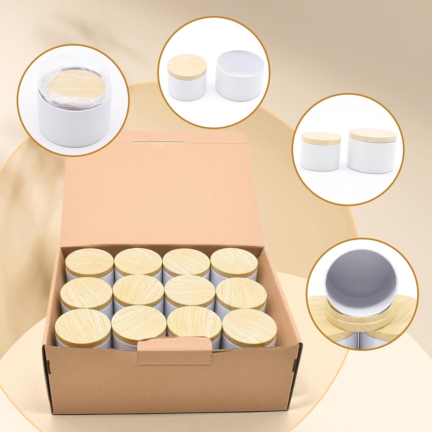 YJHSS 48-Pack Candle Jars with Metal Lids