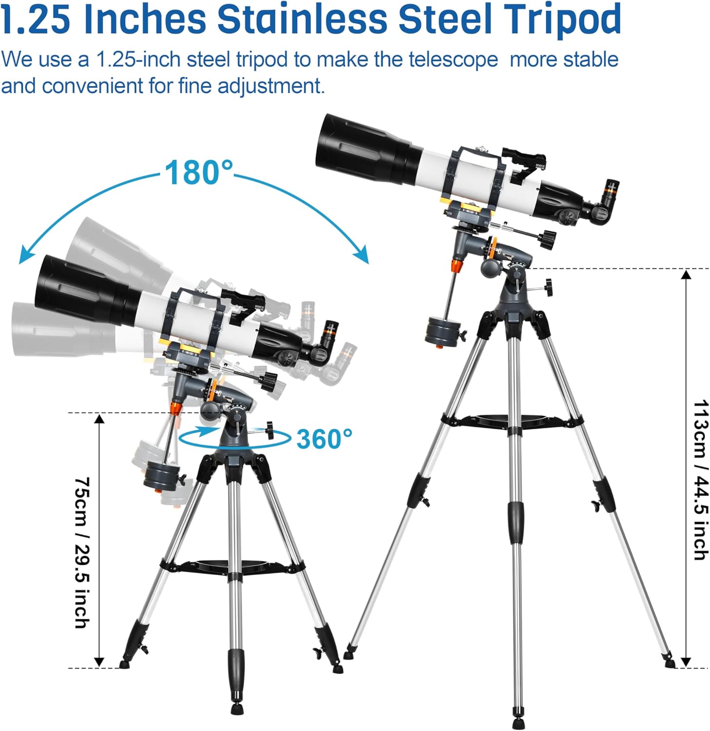 AOMEKIE 650mm Refractor Telescope with EQ Mount and Accessories