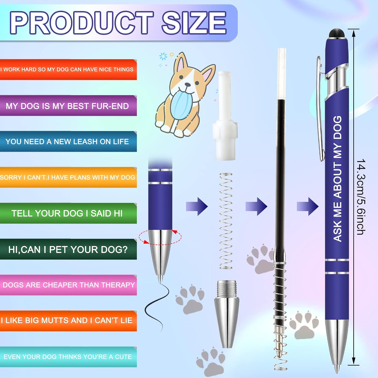 Woanger 20Pc Funny Dog Pens Graduation Gift for Students Teachers