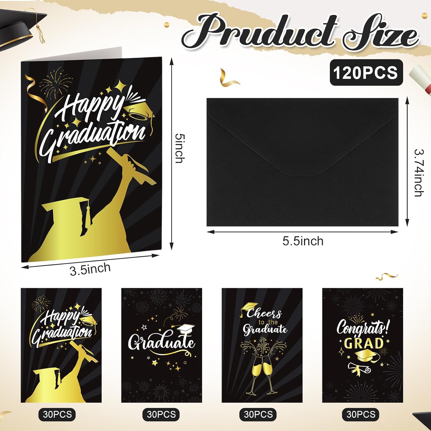 120 Pack Graduation Cards with Envelopes 2025
