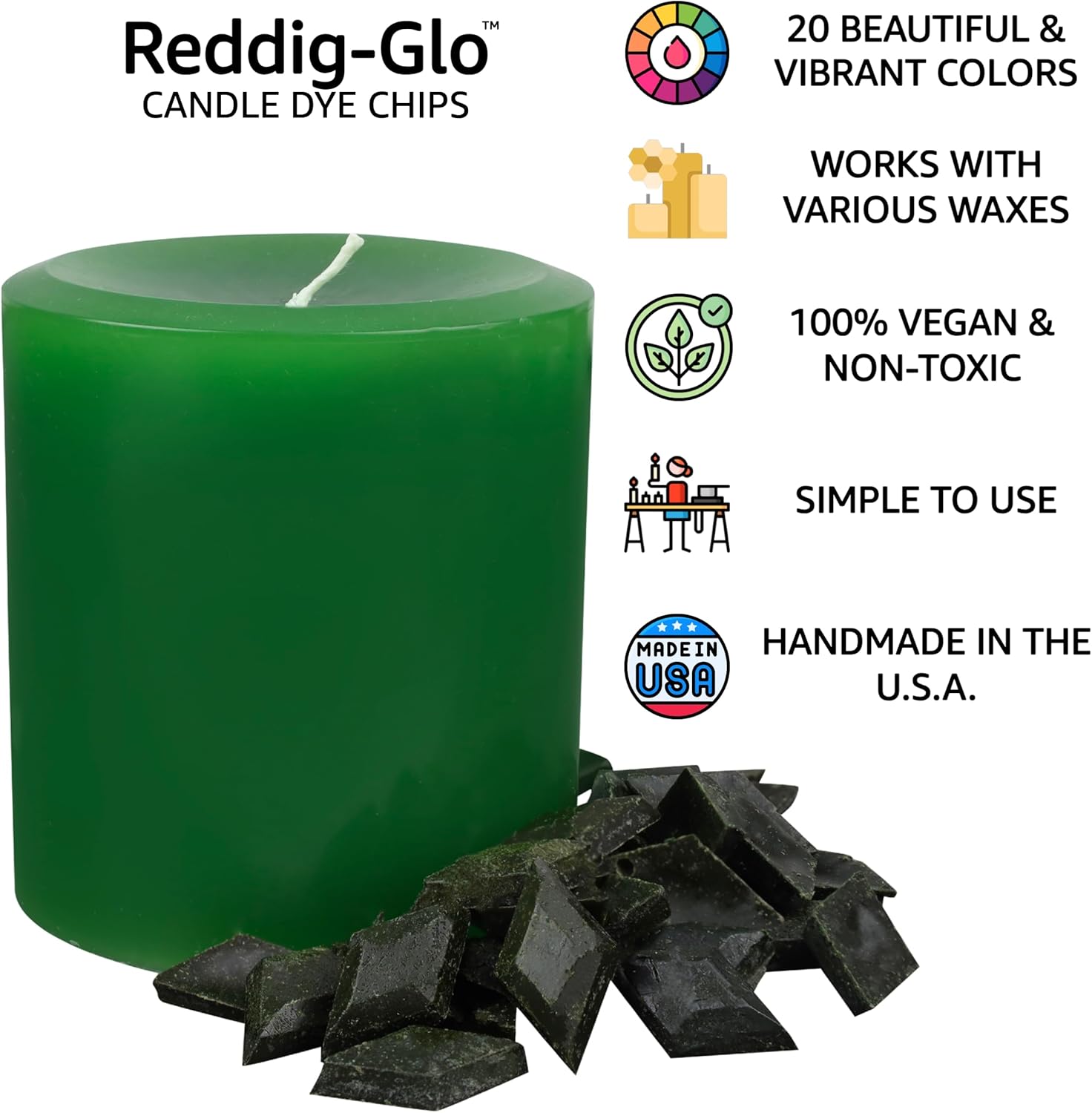 Reddig-Glo Christmas Green Candle Dye - 10 Dye Chips