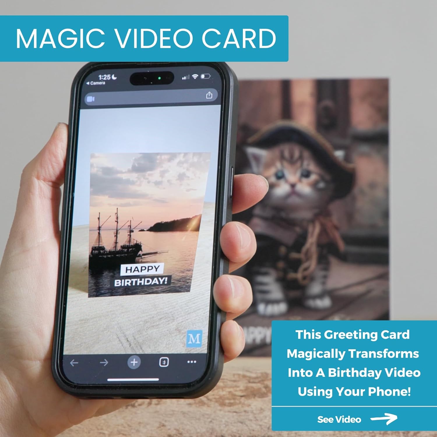 Magic Greetings Funny Cat Pirate Birthday Card