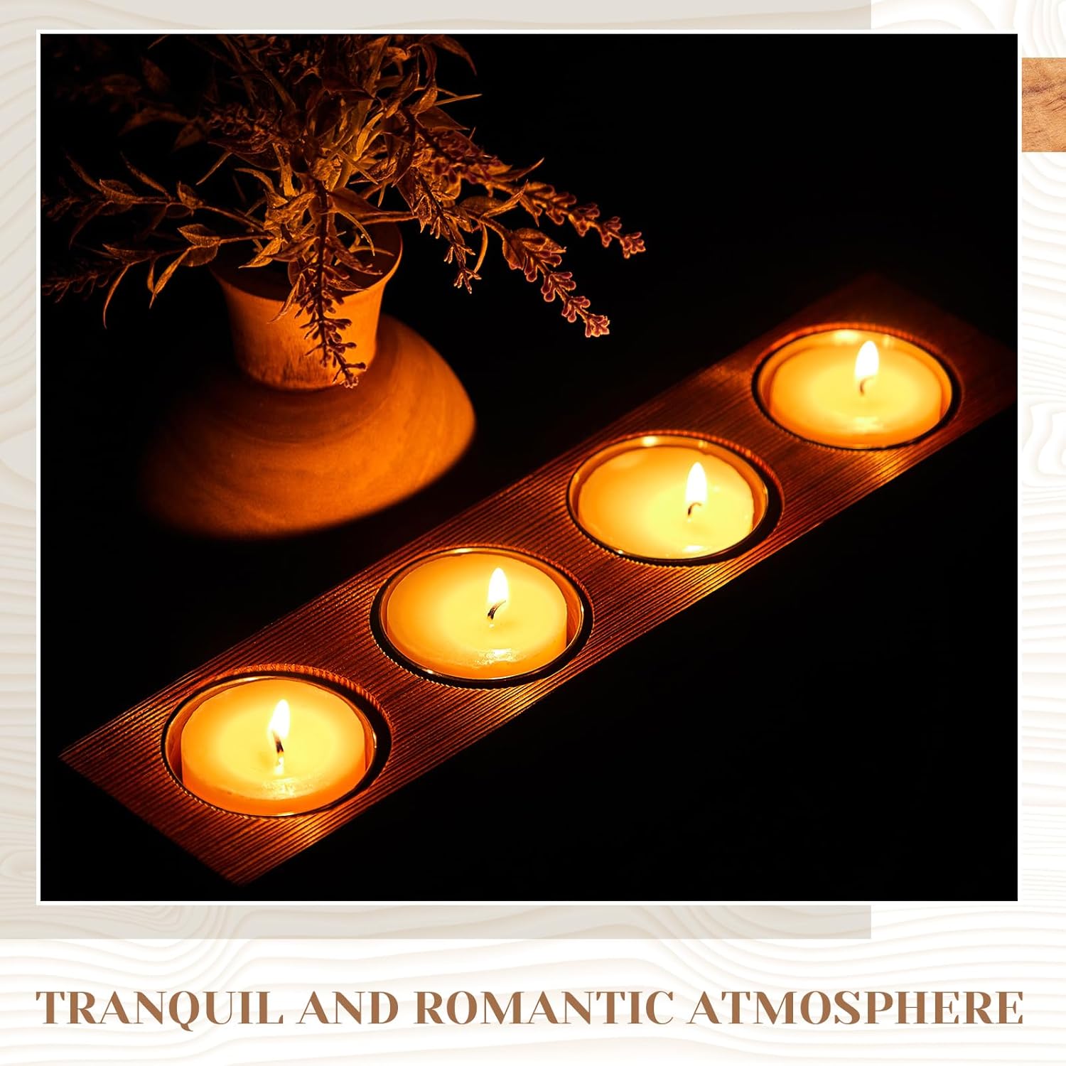 4 Hole Wooden Candle Holder with 4 Pcs Steel Bucket Mold