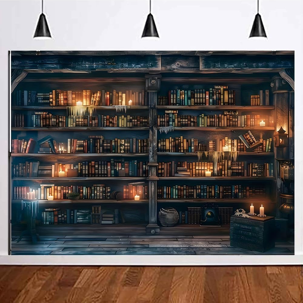 Restore Ancient Ways Magic Bookcase Photo Backdrop 7x5ft Wizard School Library Props