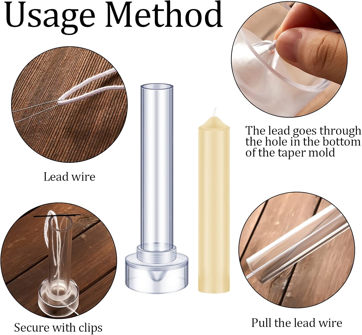 2 Piece Taper Candle Mold Set with Wire Wicks Clips Tool Kit